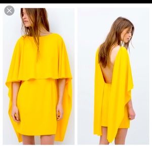 Zara cape dress yellow